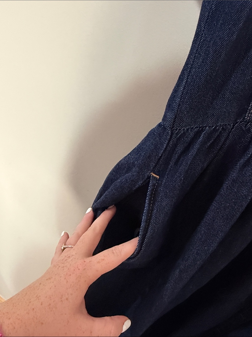 Denim Midi Shirt Dress in Dark Blue - Picture 4 of 8